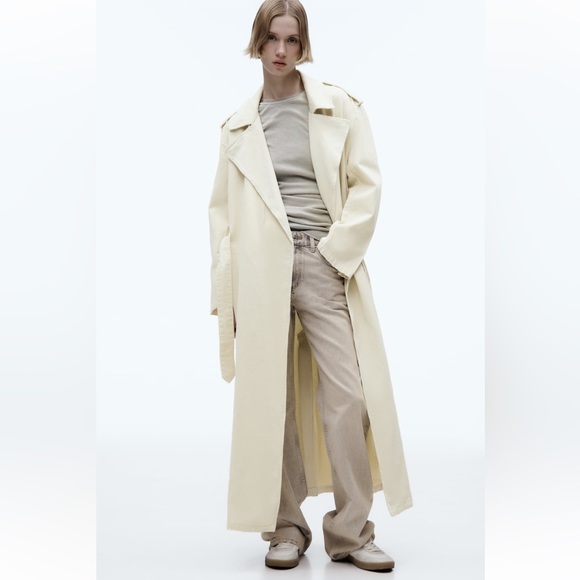 Zara Jackets & Blazers - Zara BELTED COTTON TOPCOAT. Ecru. Size XS. New with Tags.